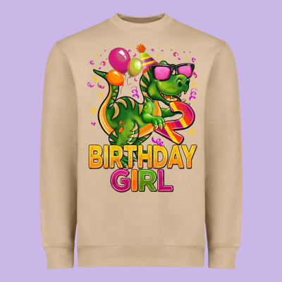 2rd Birthday Girl T Rex Pink Heavyweight Sweatshirt Designed By Cowgirlartshop
