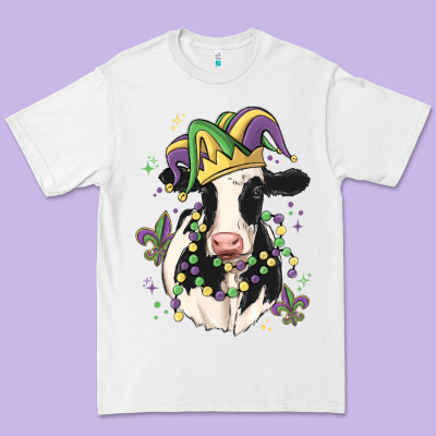 Mardi Gras Cow Premium Tee Designed By Maliassmallbusiness