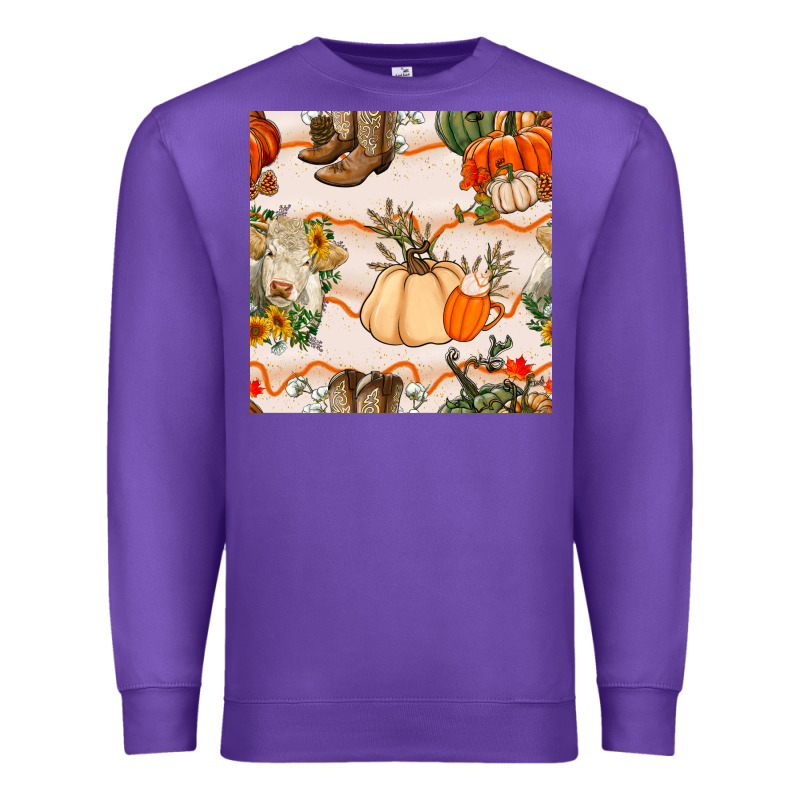 Fall Heifer Seamless Pattern Premium Sweatshirt by BundleAndBundleShop | Teevron