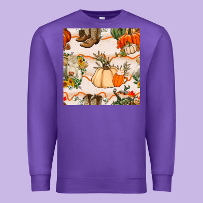 Fall Heifer Seamless Pattern Premium Sweatshirt Designed By Bundleandbundleshop