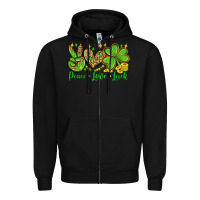 Black St. Patrick's Day Peace love luck Zipper Hoodie - OliviaCreatesArt