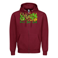 Burgundy St. Patrick's Day Peace love luck Zipper Hoodie - OliviaCreatesArt