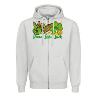 Dove Grey St. Patrick's Day Peace love luck Zipper Hoodie - OliviaCreatesArt