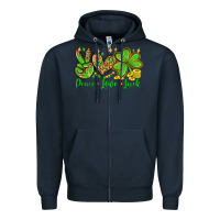 Navy St. Patrick's Day Peace love luck Zipper Hoodie - OliviaCreatesArt