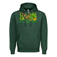 Sports Green St. Patrick's Day Peace love luck Zipper Hoodie - OliviaCreatesArt