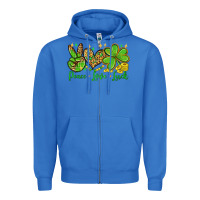 True Royal St. Patrick's Day Peace love luck Zipper Hoodie - OliviaCreatesArt