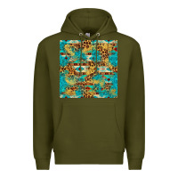 Army Green western aztec leopard glitter seamless pattern Premium Hoodie - FaDigitalArtStudio