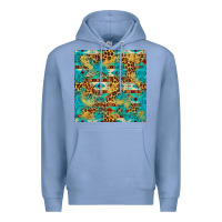 Colony Blue western aztec leopard glitter seamless pattern Premium Hoodie - FaDigitalArtStudio
