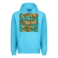 Ocean Blue western aztec leopard glitter seamless pattern Premium Hoodie - FaDigitalArtStudio
