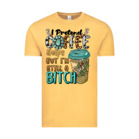 Vintage Mustard i pretend coffee helps but i'm still a bitch Vintage Tee - BarkalooDesign