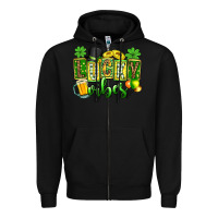 Black St. Patrick's Lucky vibes Zipper Hoodie - OliviaCreatesArt