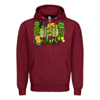 Burgundy St. Patrick's Lucky vibes Zipper Hoodie - OliviaCreatesArt