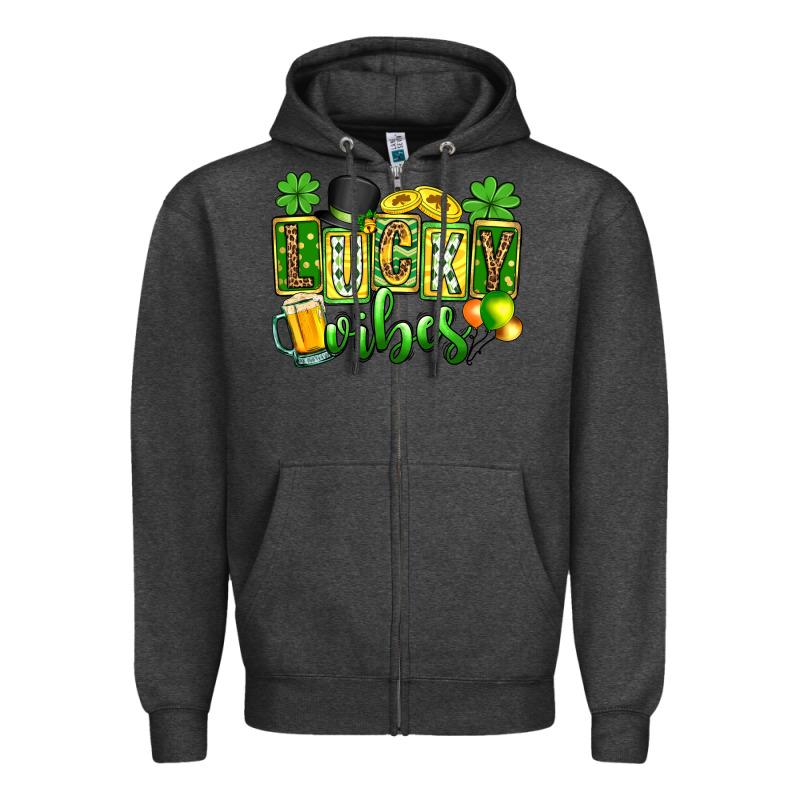 St. Patrick's Lucky Vibes Zipper Hoodie by OliviaCreatesArt | Teevron