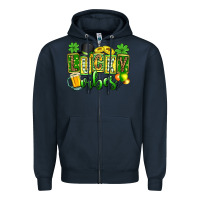 Navy St. Patrick's Lucky vibes Zipper Hoodie - OliviaCreatesArt