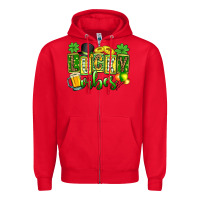 Red St. Patrick's Lucky vibes Zipper Hoodie - OliviaCreatesArt