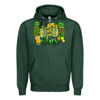 Sports Green St. Patrick's Lucky vibes Zipper Hoodie - OliviaCreatesArt