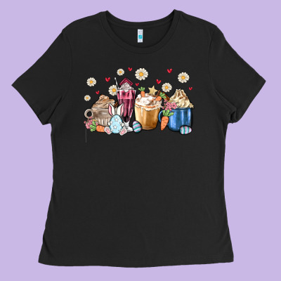Easter Coffee Cups Ladies Tee Designed By Maliassmallbusiness