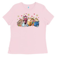 Bubblegum Pink easter coffee cups Ladies Tee - MaliasSmallBusiness