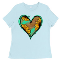 Baby Blue Sunflower Heart Ladies Tee - Jasminsmagicworld