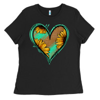 Black Sunflower Heart Ladies Tee - Jasminsmagicworld