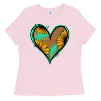 Bubblegum Pink Sunflower Heart Ladies Tee - Jasminsmagicworld