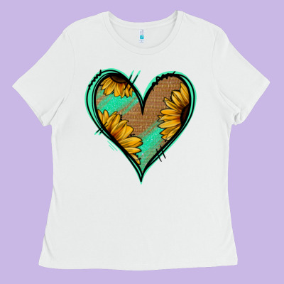 Sunflower Heart Ladies Tee Designed By Jasminsmagicworld
