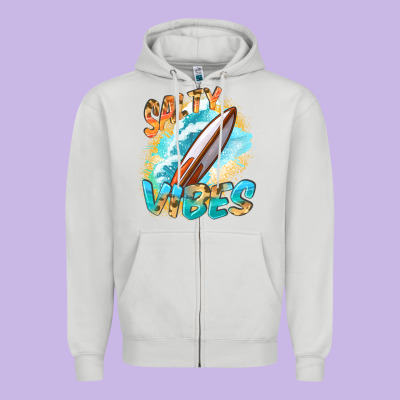 Salty Vibes Zipper Hoodie Designed By Fadigitalartstudio
