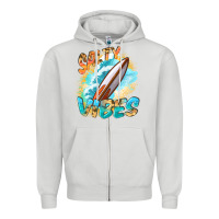 Dove Grey Salty vibes Zipper Hoodie - FaDigitalArtStudio