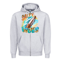 Heather Grey Salty vibes Zipper Hoodie - FaDigitalArtStudio