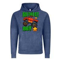 Vintage Denim birthday boy monster truck Vintage Hoodie - Jasminsmagicworld