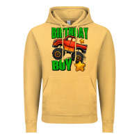 Vintage Mustard birthday boy monster truck Vintage Hoodie - Jasminsmagicworld