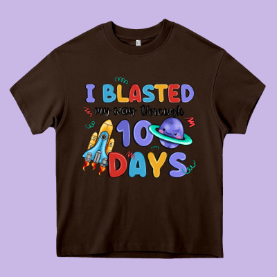 I Blasted My Way Through 100 Days Heavy Core Tee Designed By Maliassmallbusiness