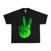 Black Green Peace Sign Urban Heavy Tee - Jasminsmagicworld