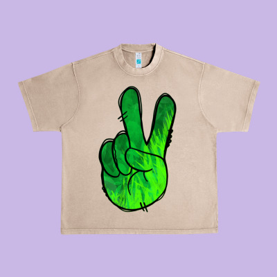 Green Peace Sign Urban Heavy Tee Designed By Jasminsmagicworld