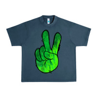 Midnight Navy Green Peace Sign Urban Heavy Tee - Jasminsmagicworld