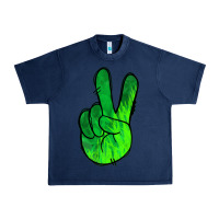 Navy Green Peace Sign Urban Heavy Tee - Jasminsmagicworld