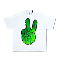 White Green Peace Sign Urban Heavy Tee - Jasminsmagicworld