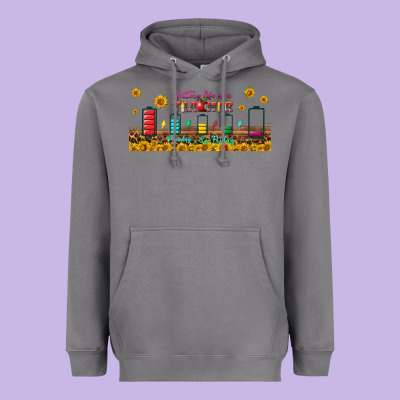 Battery Life Of A Teacher Libbey Glass Heavyweight Hoodie Designed By Bundleandbundleshop