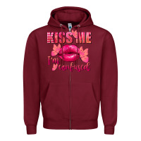 Burgundy Kiss me i'm so confused Valentine's Day Zipper Hoodie - FaDigitalArtStudio