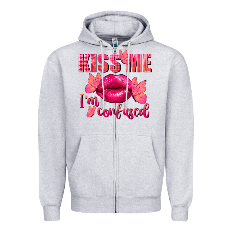 Kiss Me I'm So Confused Valentine's Day Zipper Hoodie by FaDigitalArtStudio | Teevron