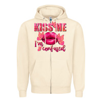 Sandshell Kiss me i'm so confused Valentine's Day Zipper Hoodie - FaDigitalArtStudio