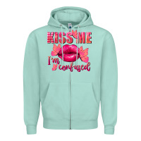Seafoam Kiss me i'm so confused Valentine's Day Zipper Hoodie - FaDigitalArtStudio