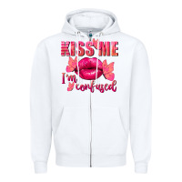 White Kiss me i'm so confused Valentine's Day Zipper Hoodie - FaDigitalArtStudio
