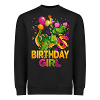 Black 6th birthday girl t rex pink Heavyweight Sweatshirt - CowGirlArtShop