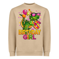 Mushroom 6th birthday girl t rex pink Heavyweight Sweatshirt - CowGirlArtShop