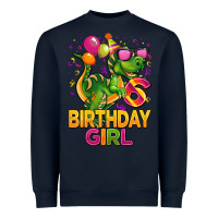 Navy 6th birthday girl t rex pink Heavyweight Sweatshirt - CowGirlArtShop