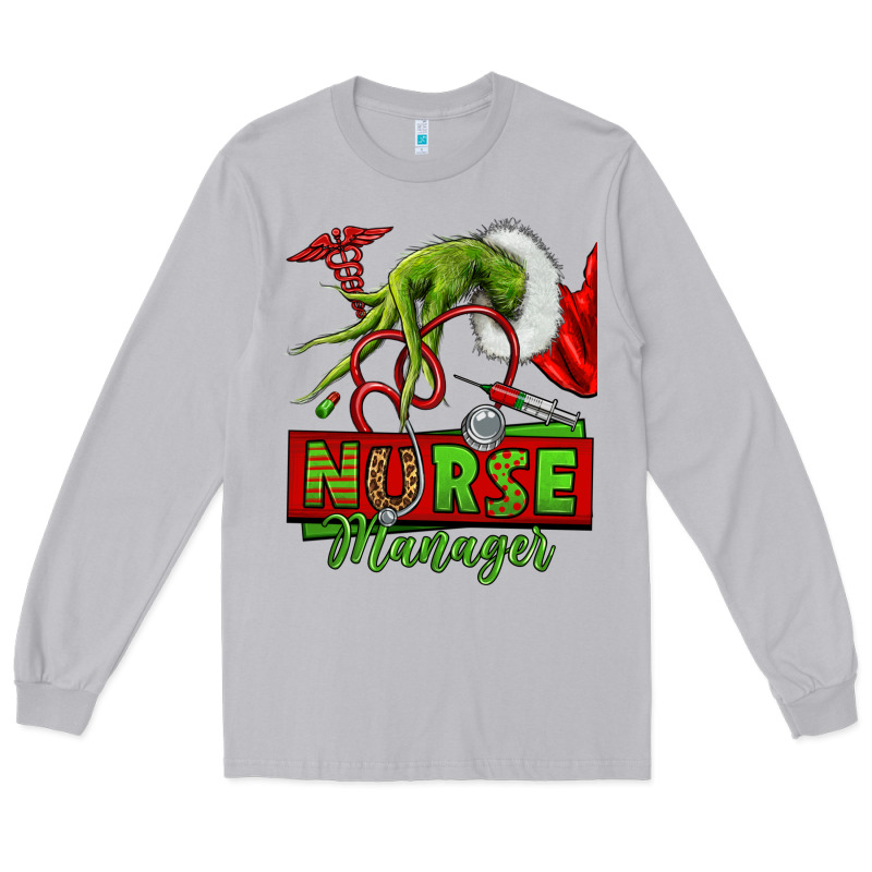 Grinch Hand Nurse Manager Long Sleeve Tee by NancyCooperArtShop | Teevron