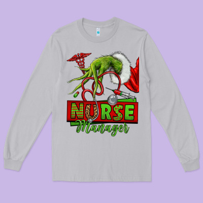 Grinch Hand Nurse Manager Long Sleeve Tee Designed By Nancycooperartshop