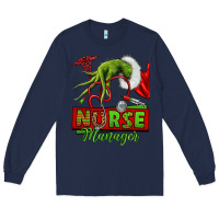 Navy grinch hand nurse manager Long Sleeve Tee - NancyCooperArtShop
