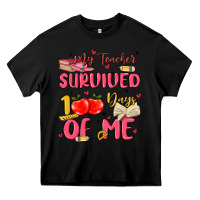 Black my teacher survived 100 days of me Heavy Core Tee - MaliasSmallBusiness